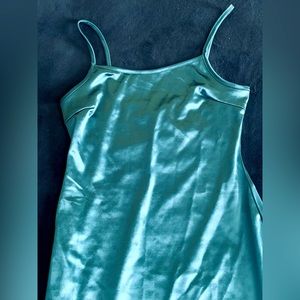 Moa Rose teal/aqua color metallic slip dress